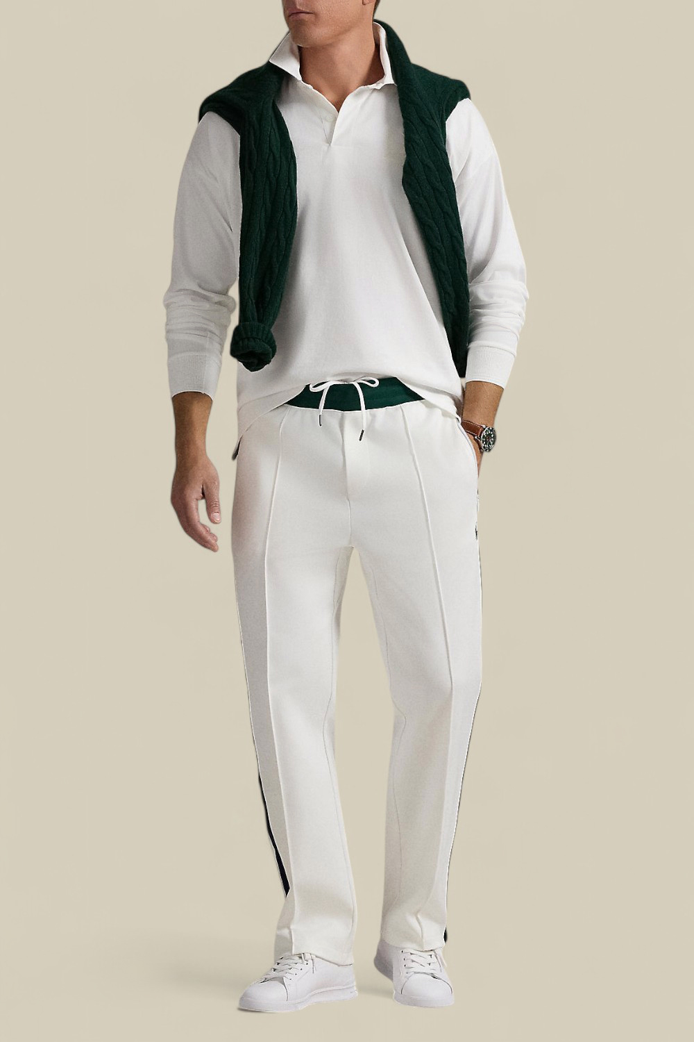 תמונת כל הלוק של פולו רלף לורן X ווימבלדון חולצת פולו